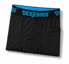 Dickiebirds men’s boxer briefs with pocket and pouch in black print performance underwear-folded
