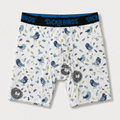 Dickiebirds men’s boxer briefs with pocket and pouch in blue bird print performance underwear