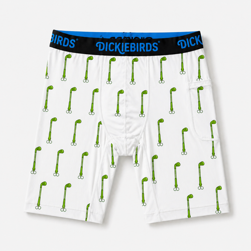 Dickiebirds men’s boxer briefs with pocket and pouch in golf print performance underwear